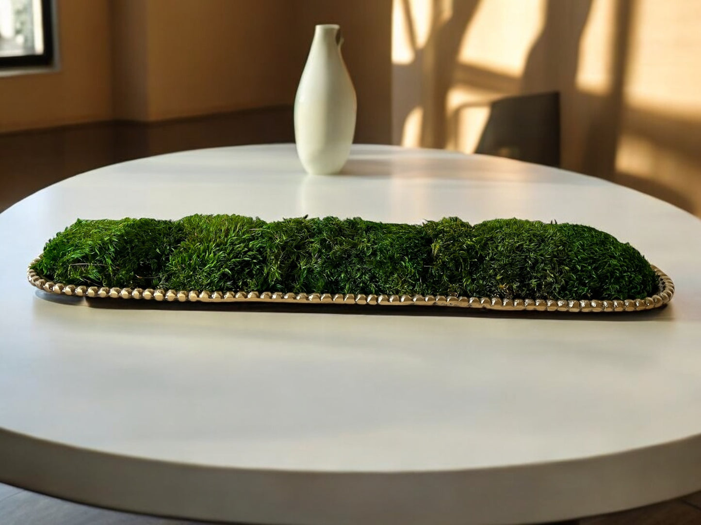 22" Gold Metal Preserved Moss Bowl