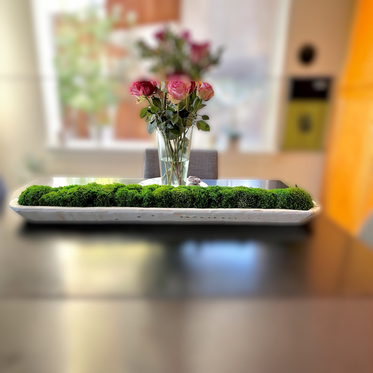 30" Long Moss Rustic Wood Dough Bowl