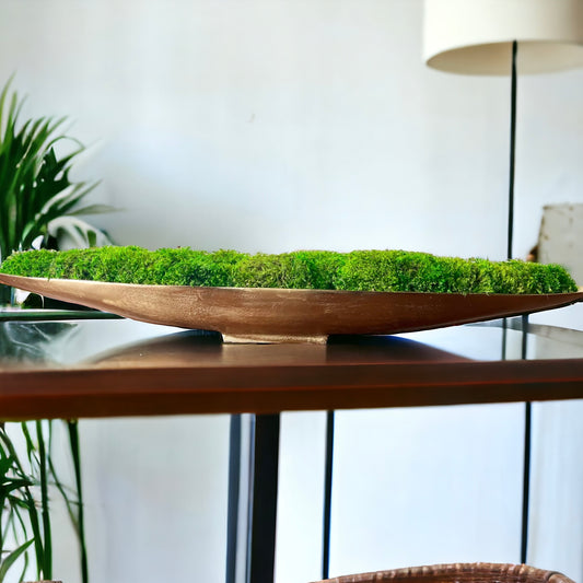 40" Preserved Moss Metal Boat Bowl