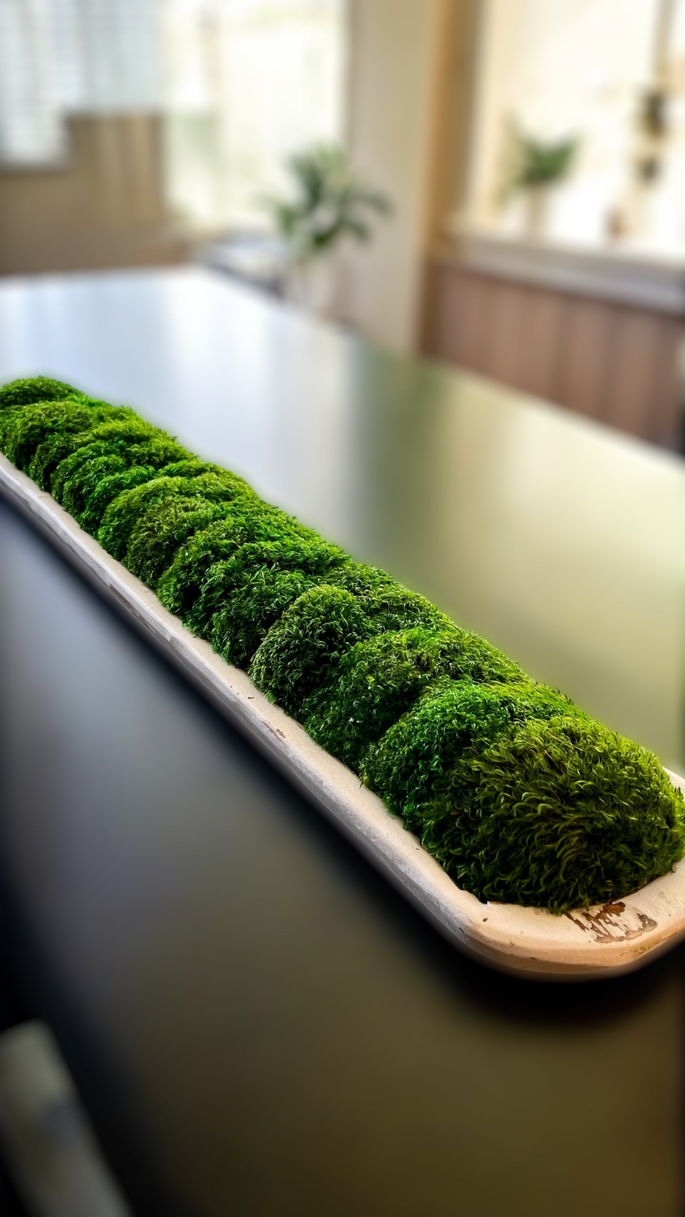 30" Long Moss Rustic Wood Dough Bowl