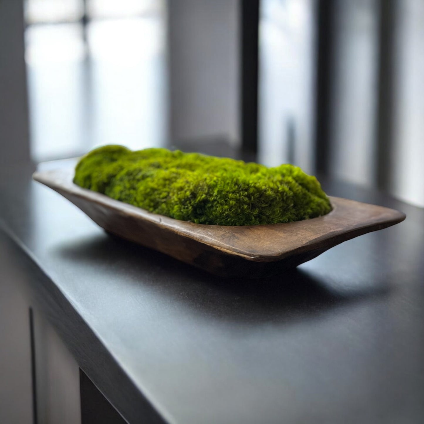 27β Grand Mid Century Modern Dough Bowl with Preserved Moss
