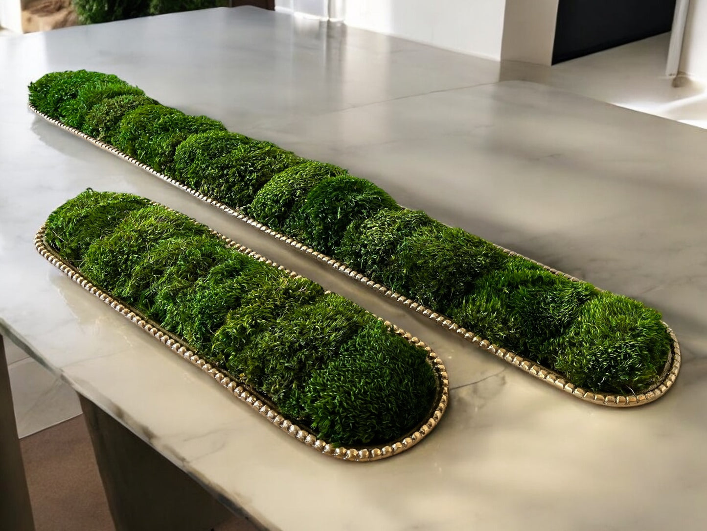 22" Gold Metal Preserved Moss Bowl