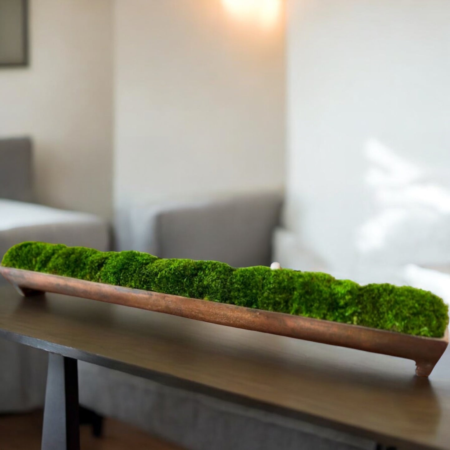 Bronzener Aluminium-Metall-Patina-Trog mit Moos