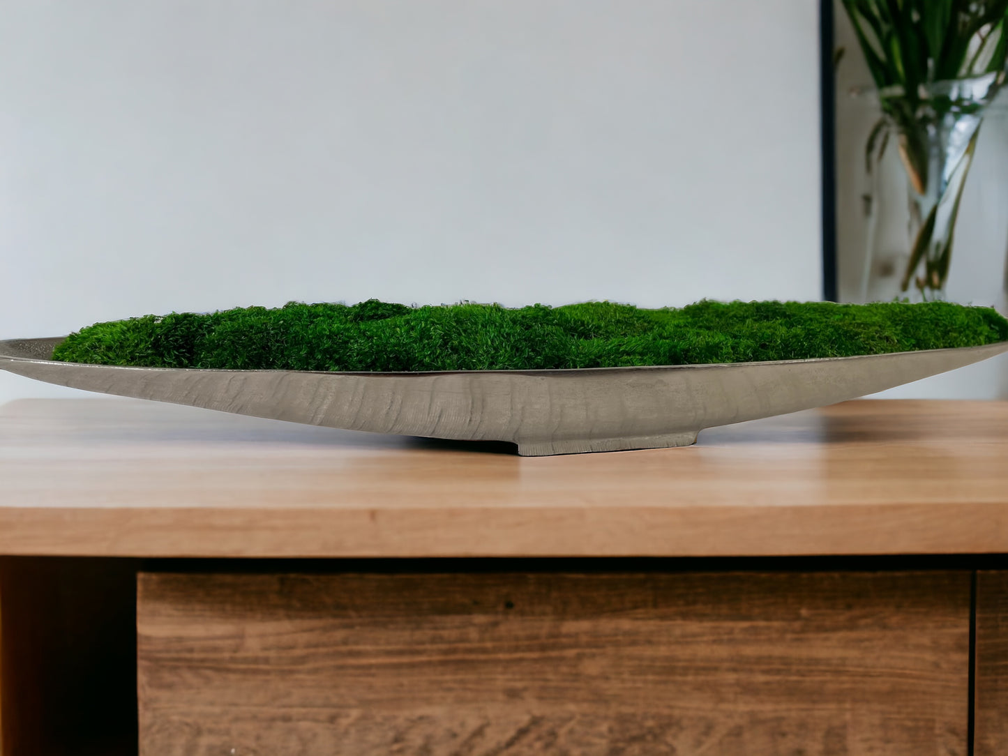 32" Preserved Moss Metal Boat Bowl