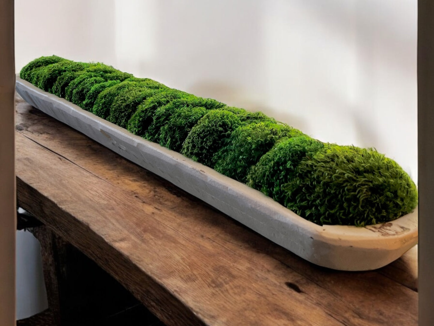 30" Long Moss Rustic Wood Dough Bowl