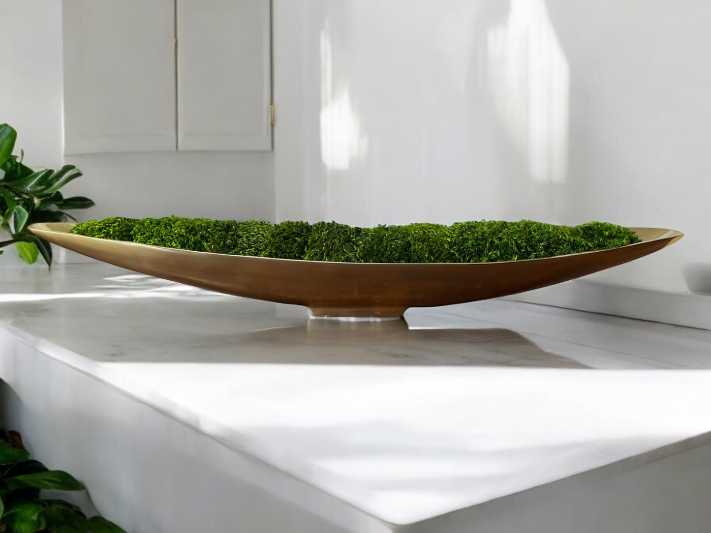 25" Preserved Moss Metal Boat Bowl