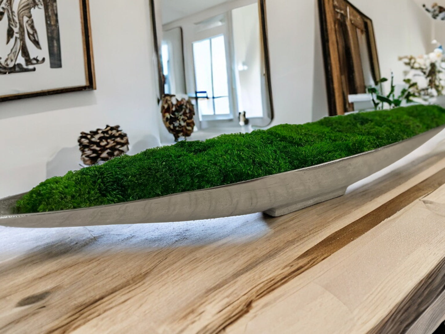 40" Preserved Moss Metal Boat Bowl