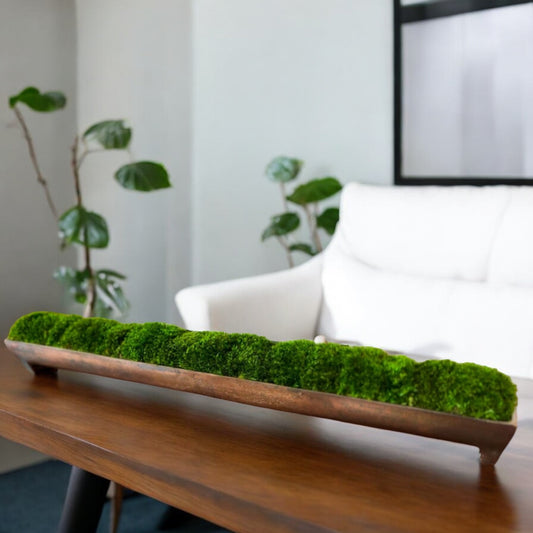 Bronze Aluminum Metal Patina Trough w/ Moss