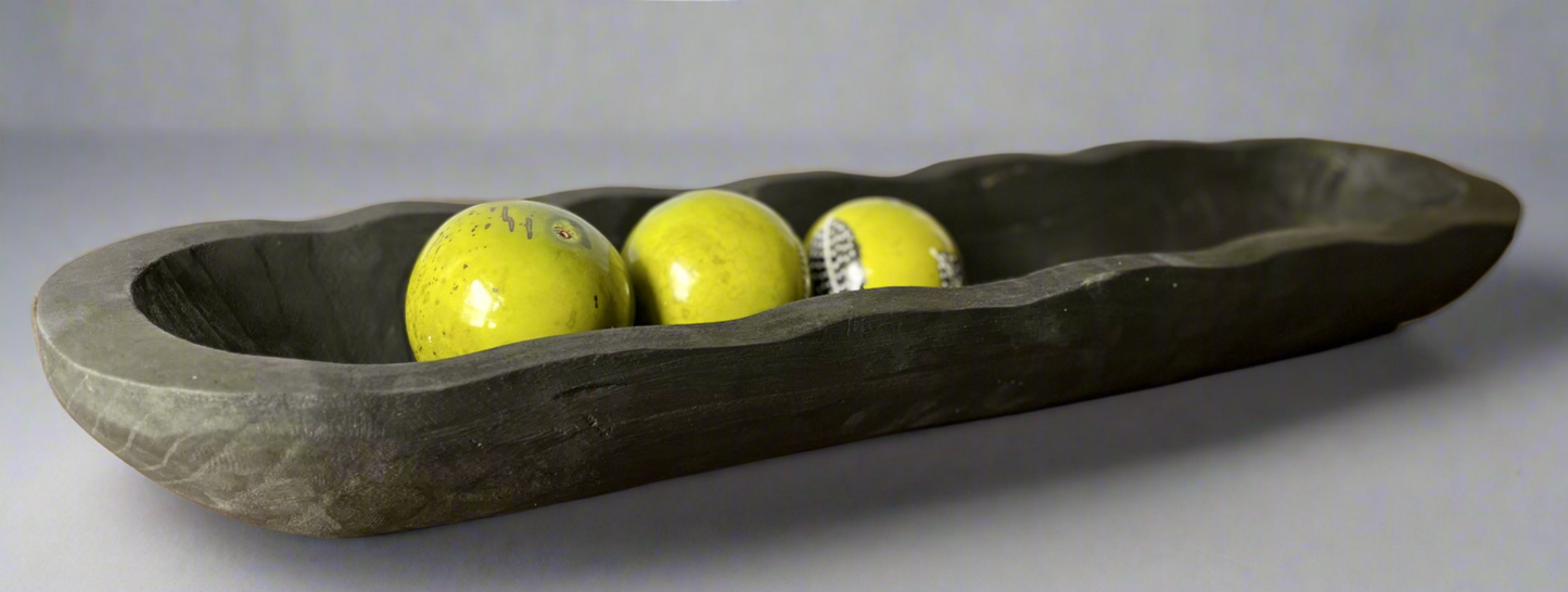 33” Decorative wood bowl with scalloped edges