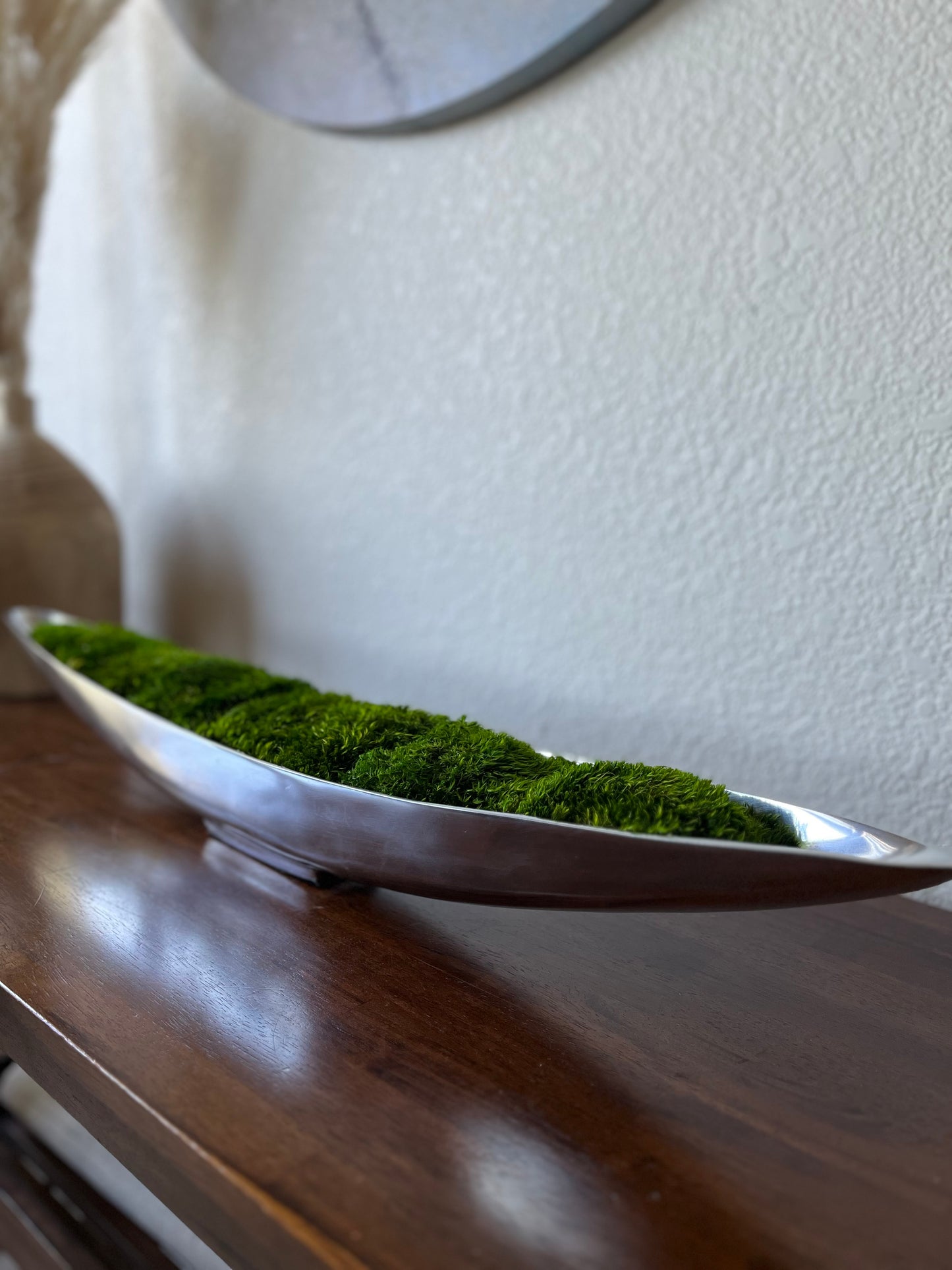 25" Preserved Moss Metal Boat Bowl