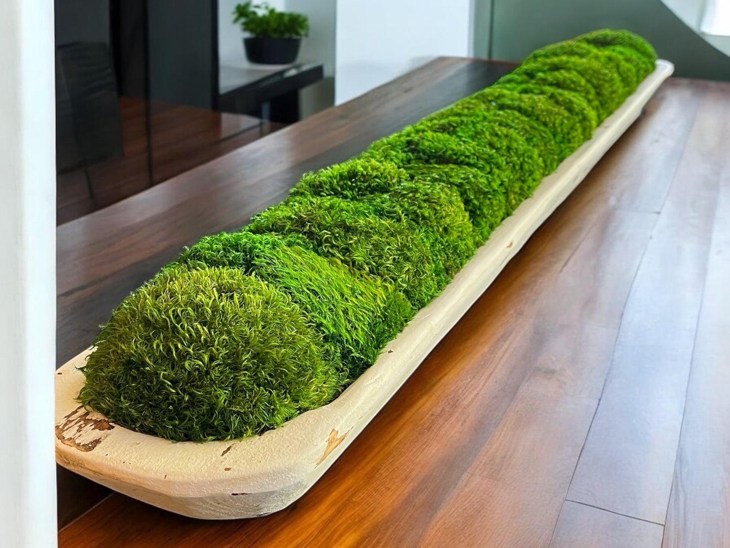 30" Long Moss Rustic Wood Dough Bowl