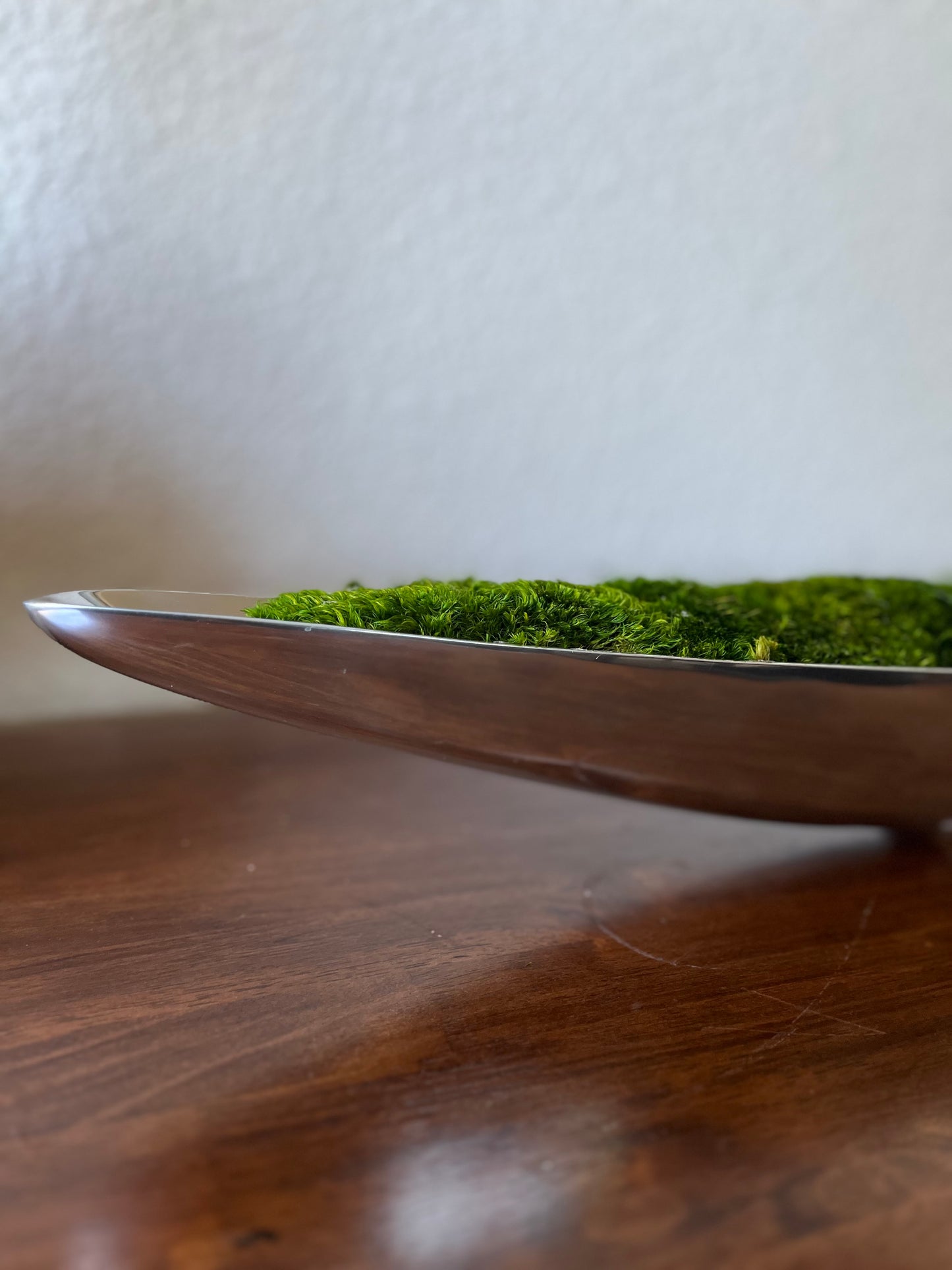 25" Preserved Moss Metal Boat Bowl