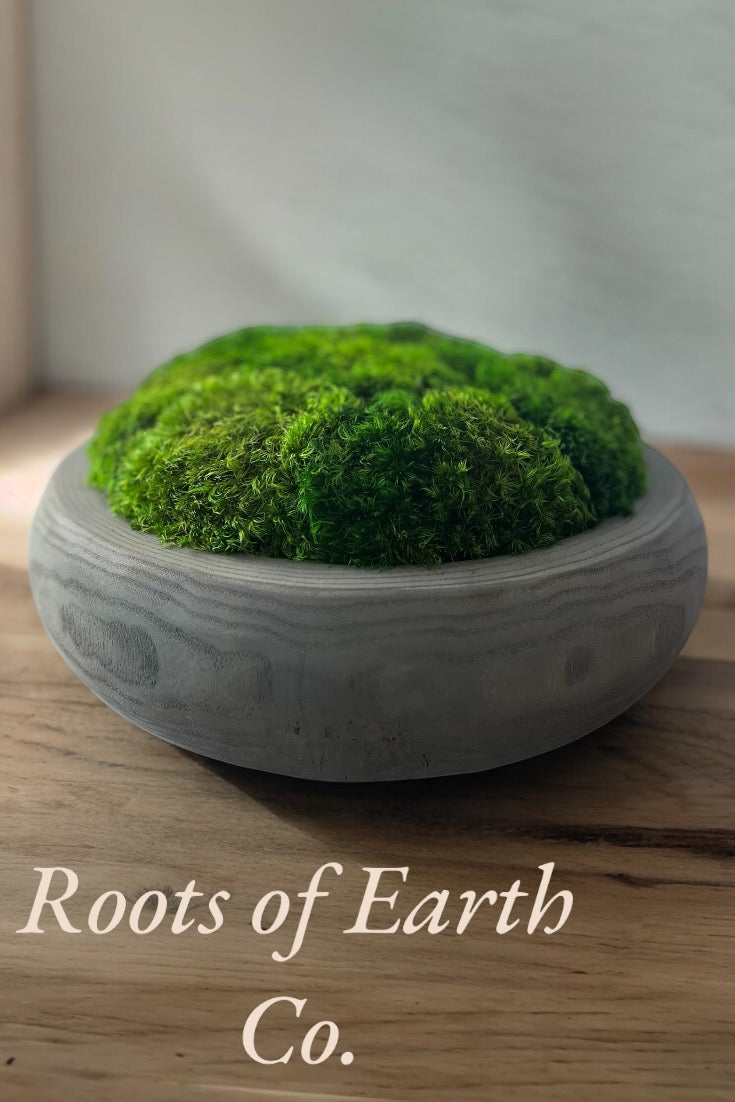 12” Round Rustic Moss Bowl