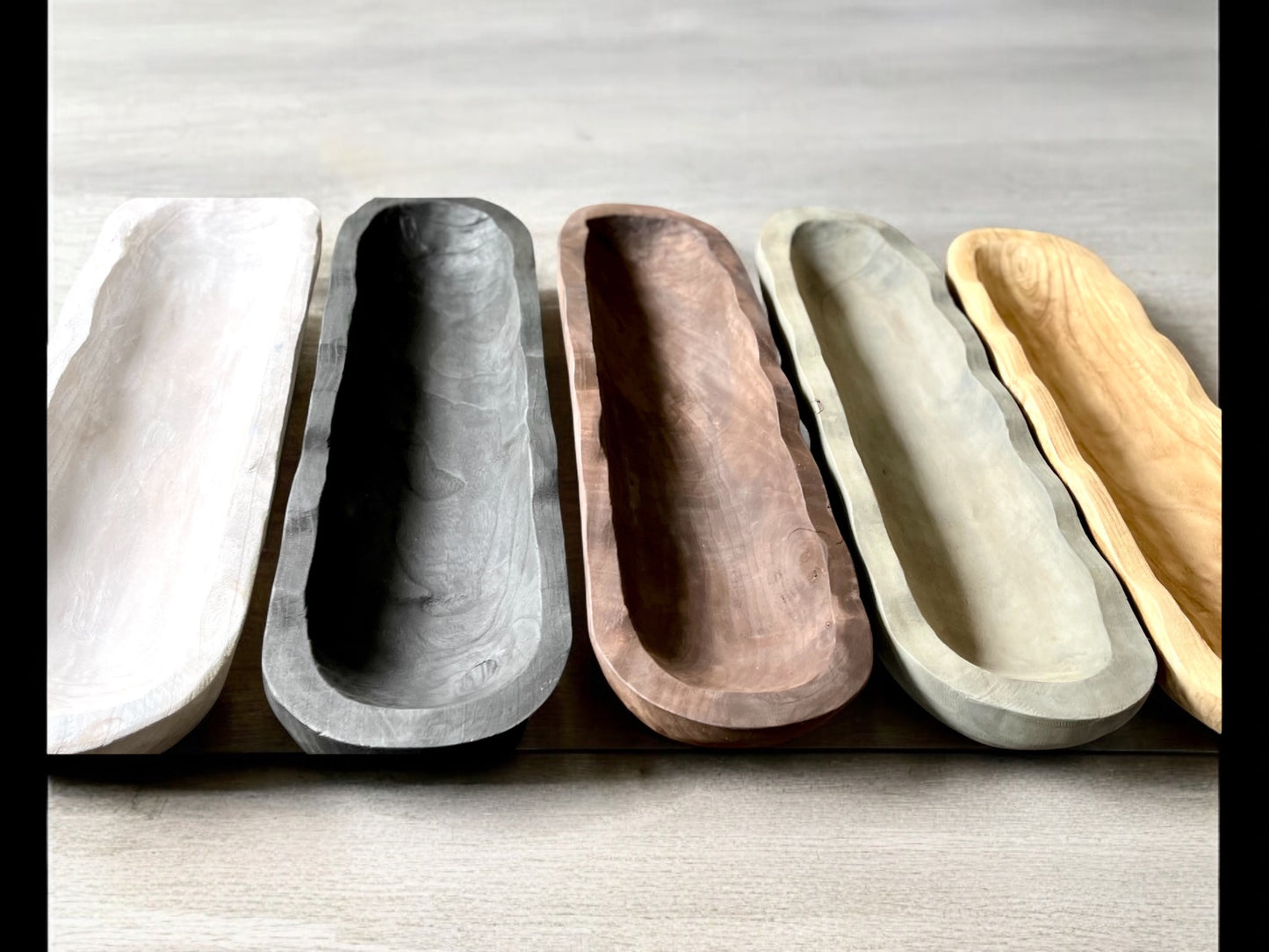 33” Decorative wood bowl with scalloped edges