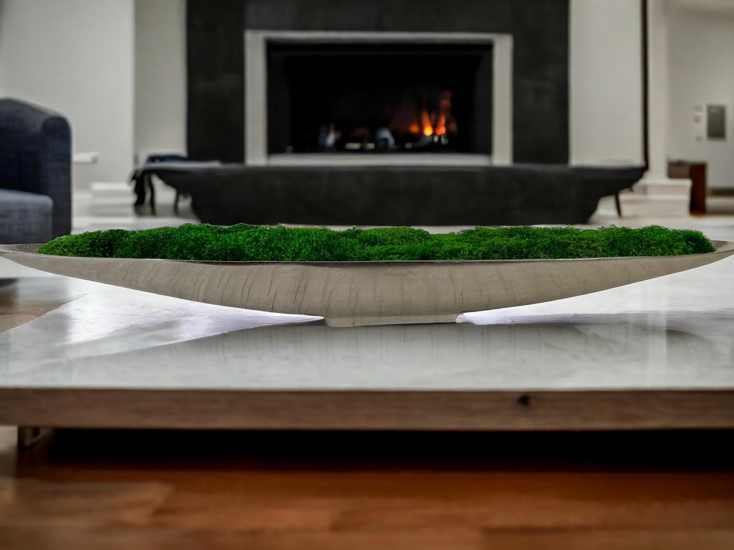 40" Preserved Moss Metal Boat Bowl