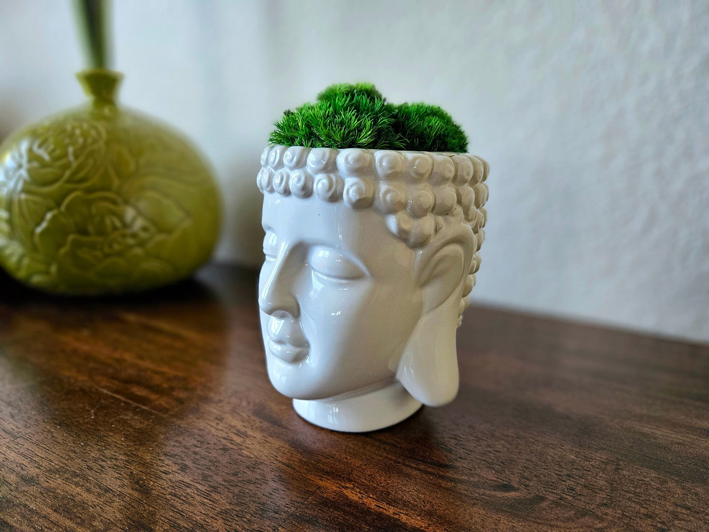 Buddha Head Planter w/ Moss