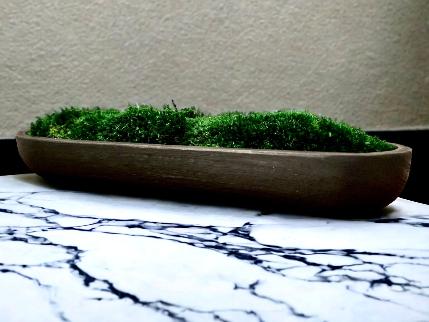 24" Preserved Moss Bowl Paulownia Wood