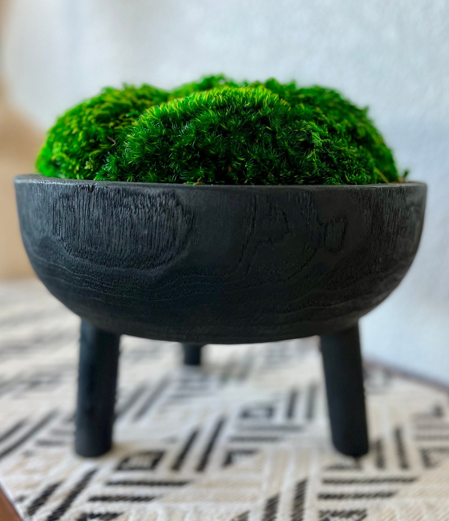 11x6" Tall Black Pedestal Moss Bowl w/ Legs