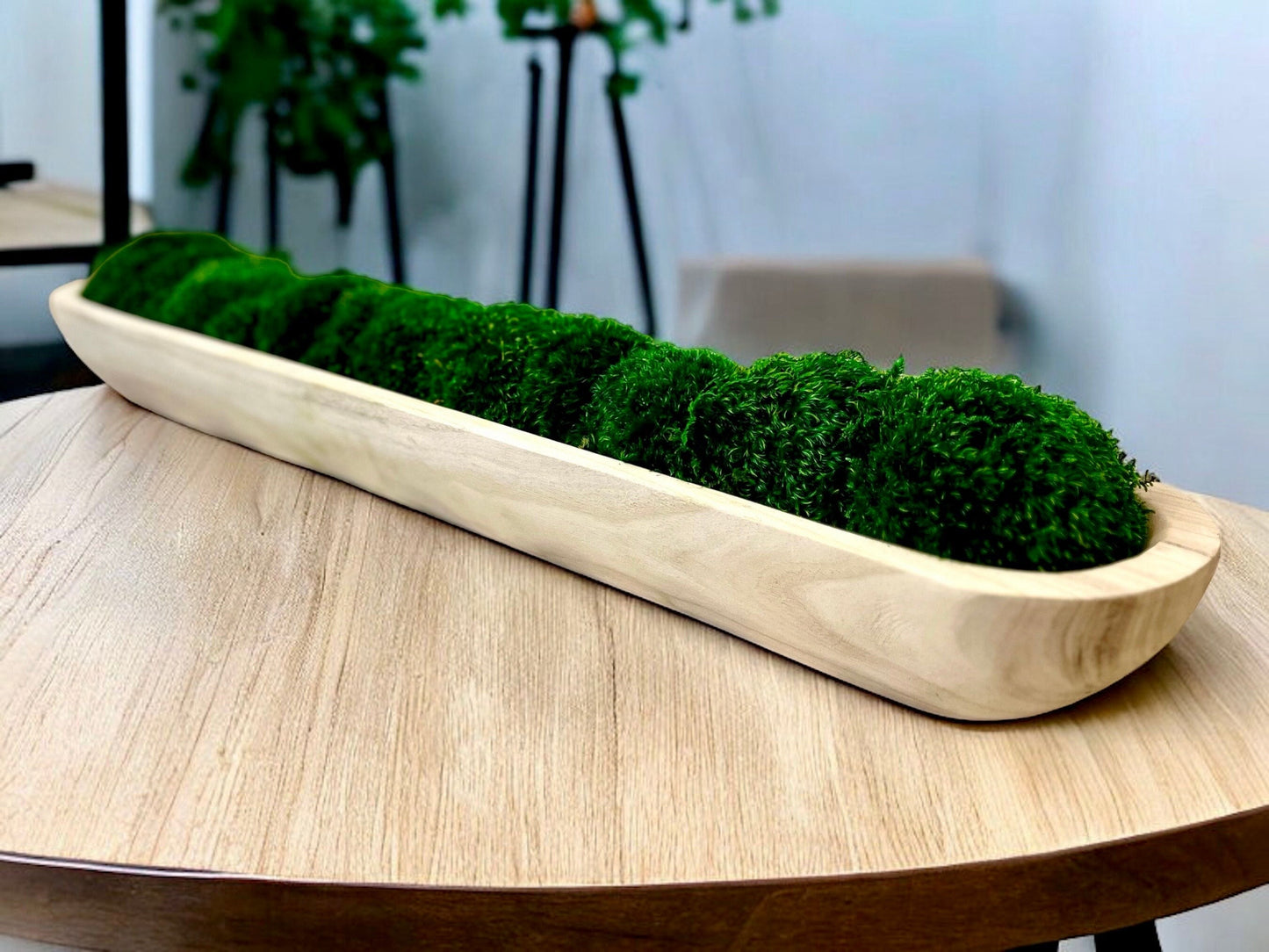 40" Preserved Moss Paulownia Wood Dough Bowl