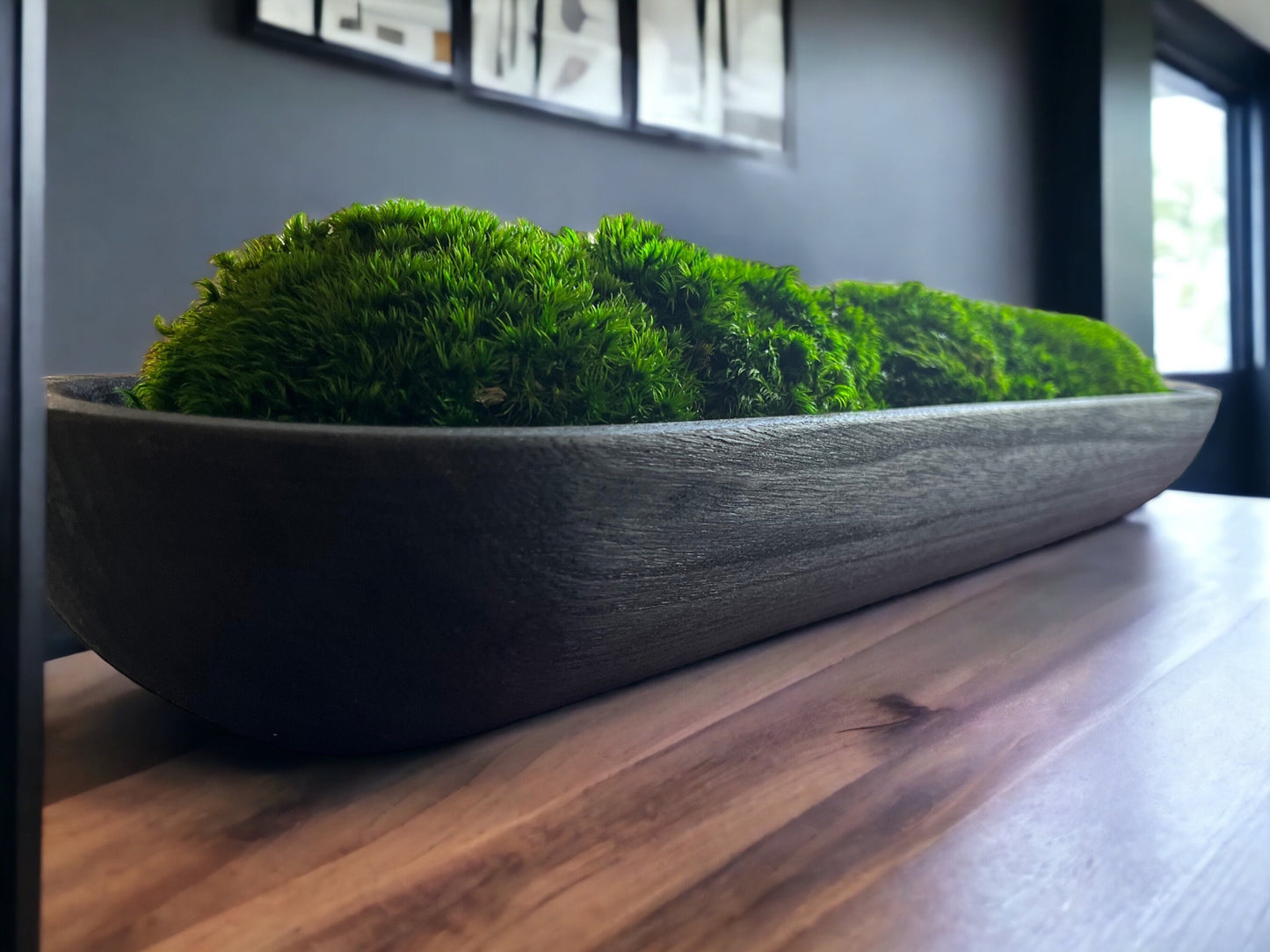 23" Preserved Moss Paulownia Wood Bowl