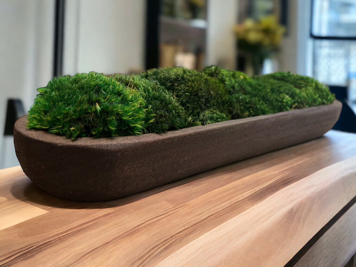 40" Preserved Moss Paulownia Wood Dough Bowl
