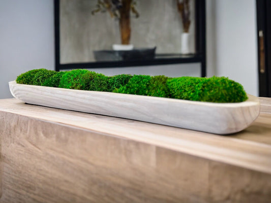 40" Preserved Moss Paulownia Wood Dough Bowl