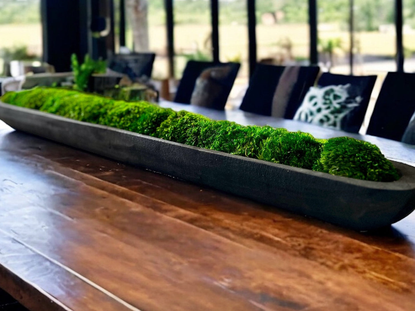 40" Preserved Moss Paulownia Wood Dough Bowl