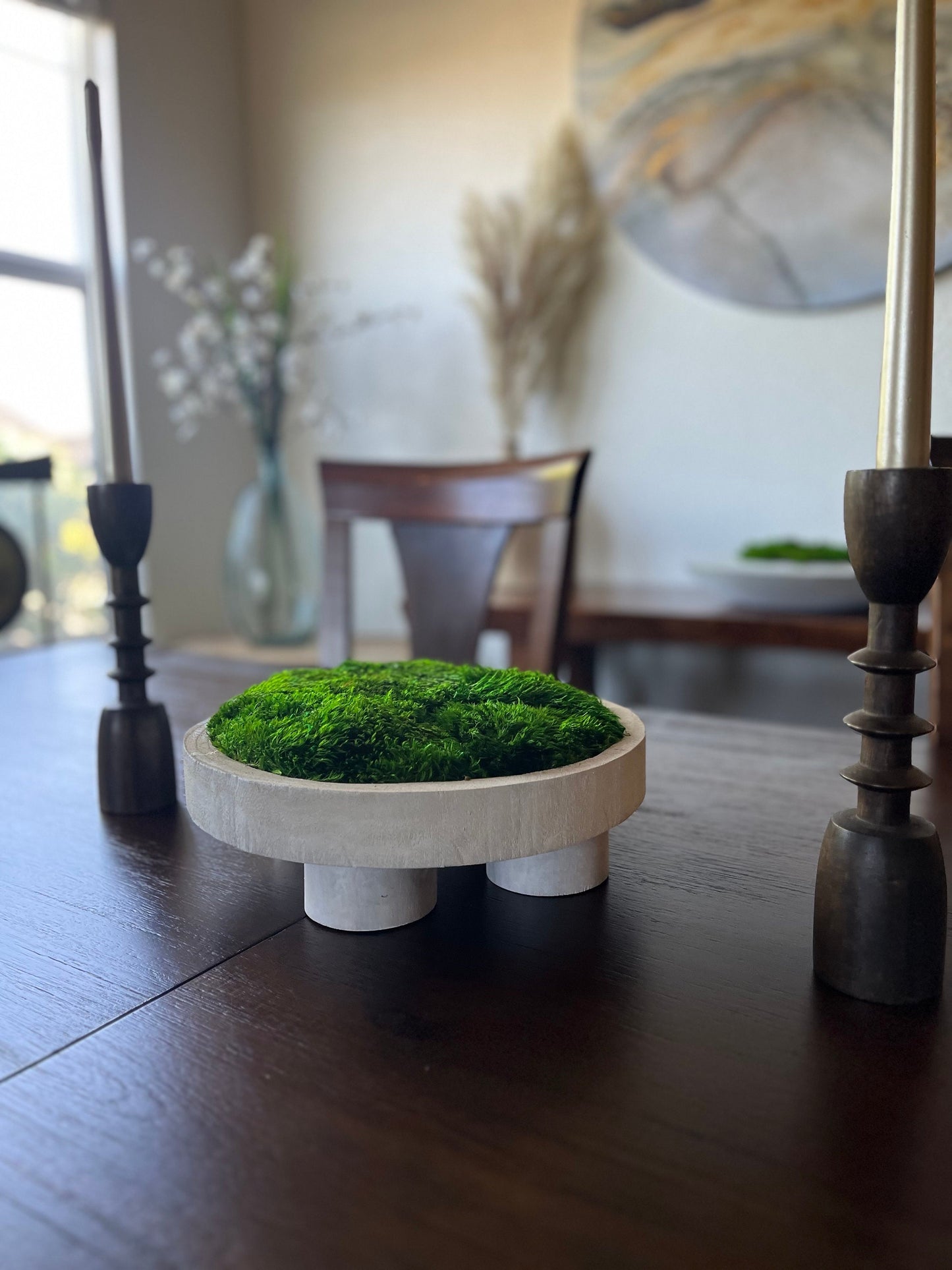 12" runde weiße Moosschale mit Sockel