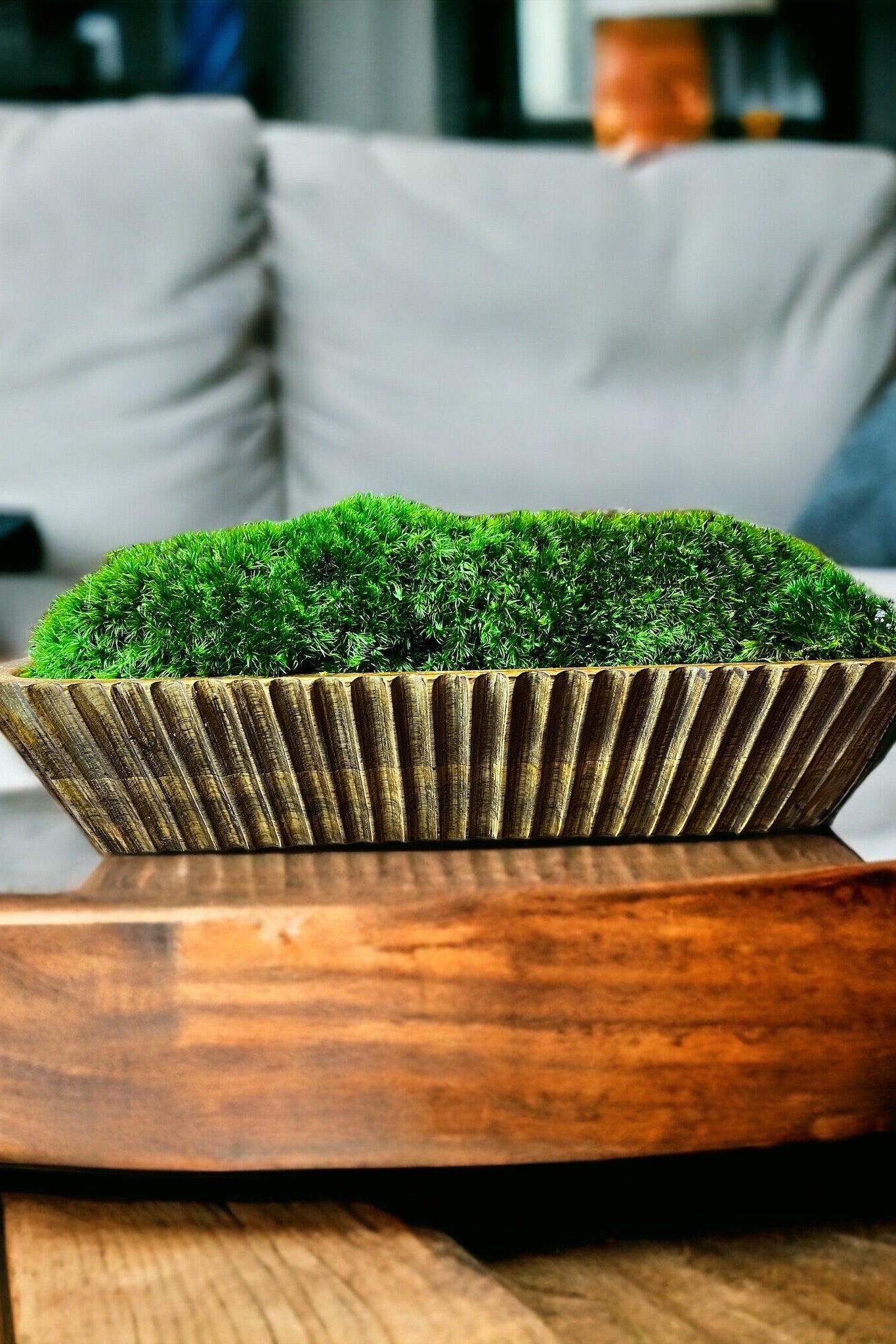 15" handgeschnitzte Holzmoosschale