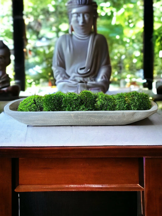 23" Preserved Moss Paulownia Wood Bowl