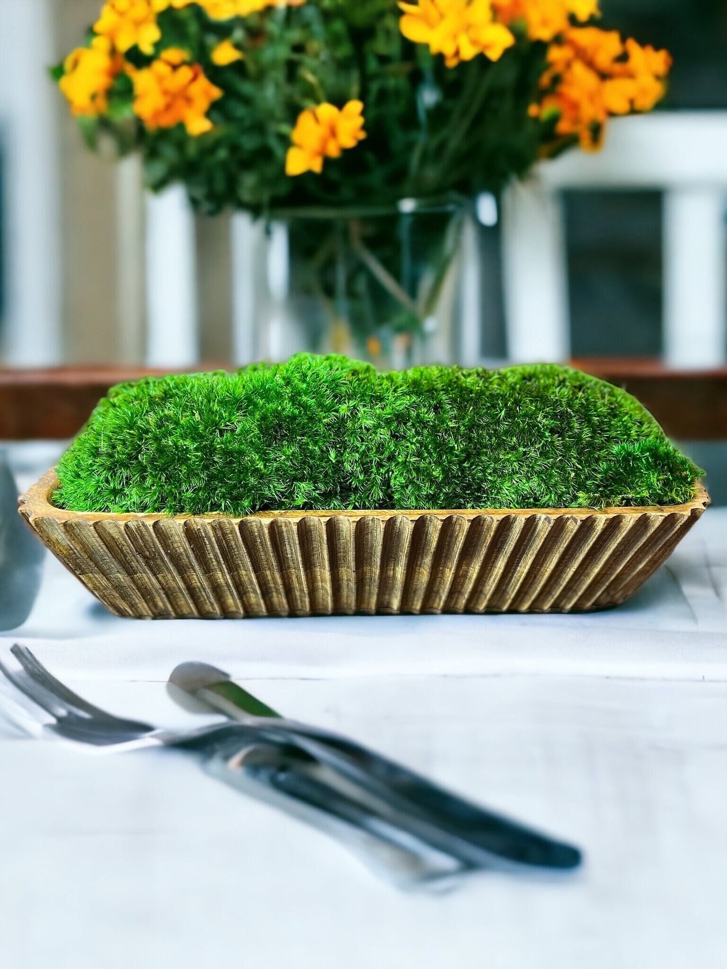 15" handgeschnitzte Holzmoosschale