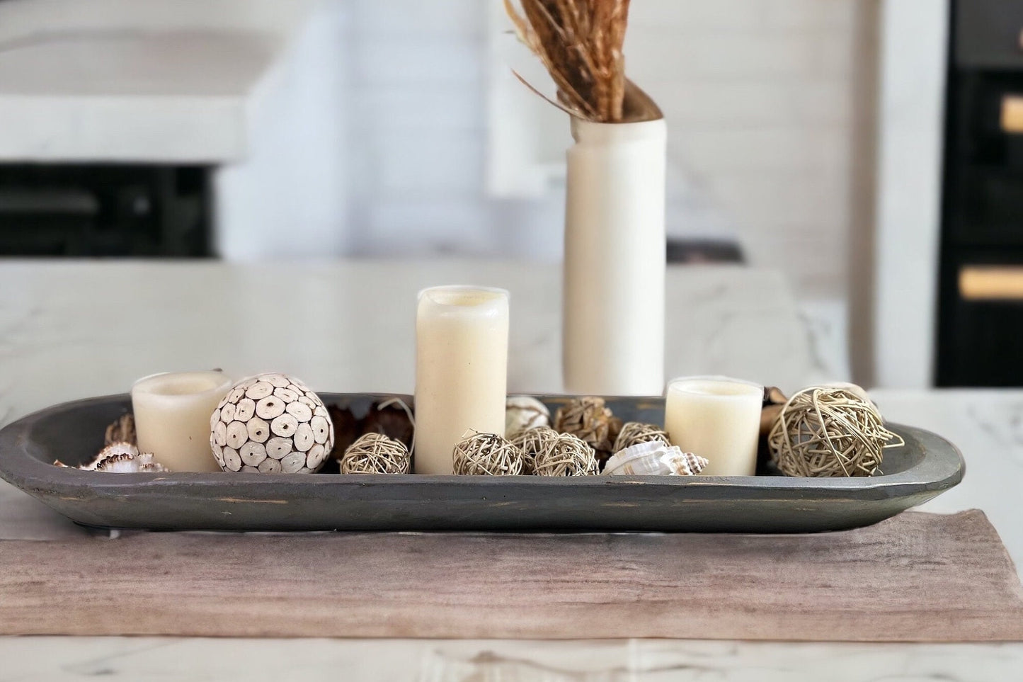 30" Large Antique Primitive Wooden Decorative Bowl