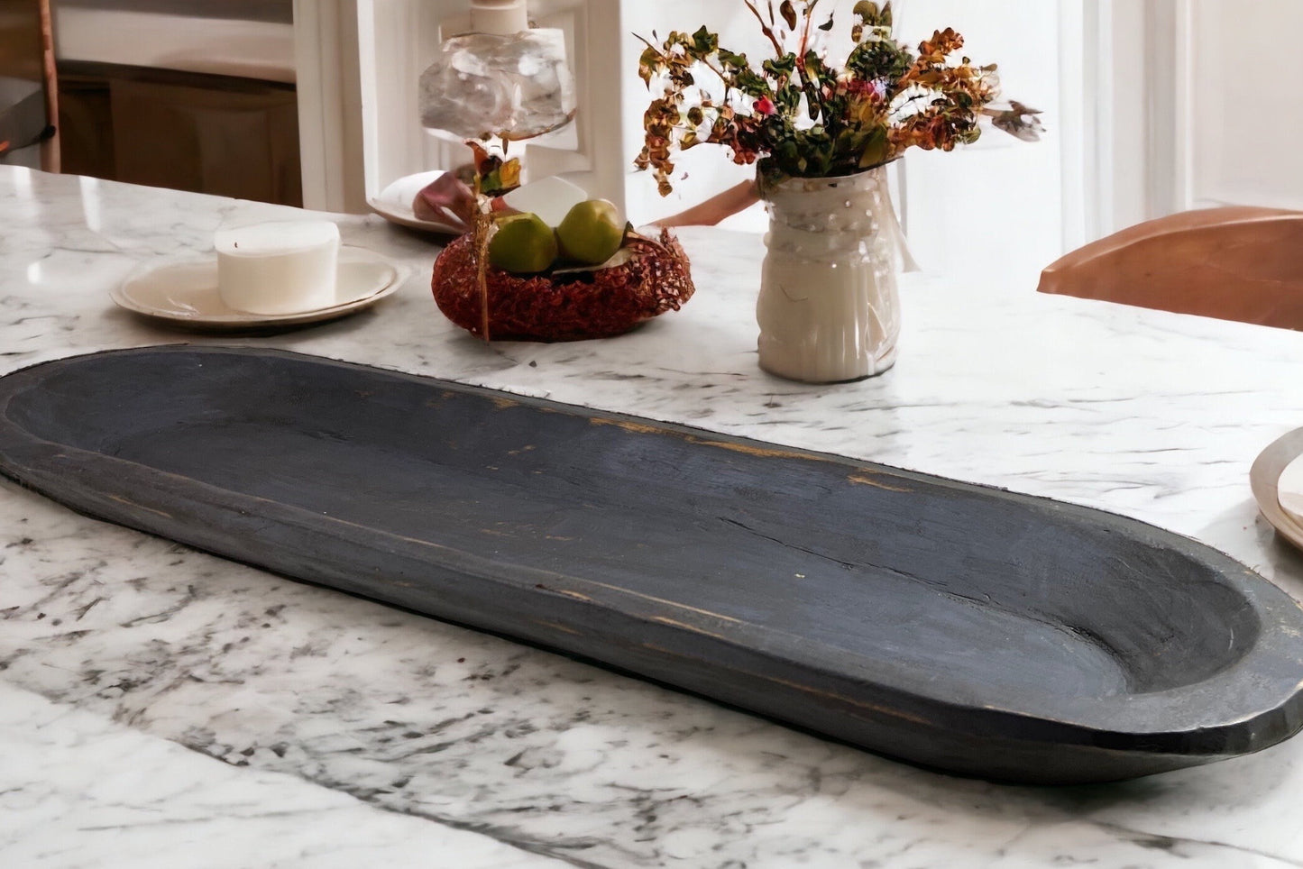 30" Large Antique Primitive Wooden Decorative Bowl