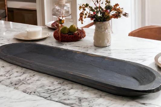 30" Large Antique Primitive Wooden Decorative Bowl