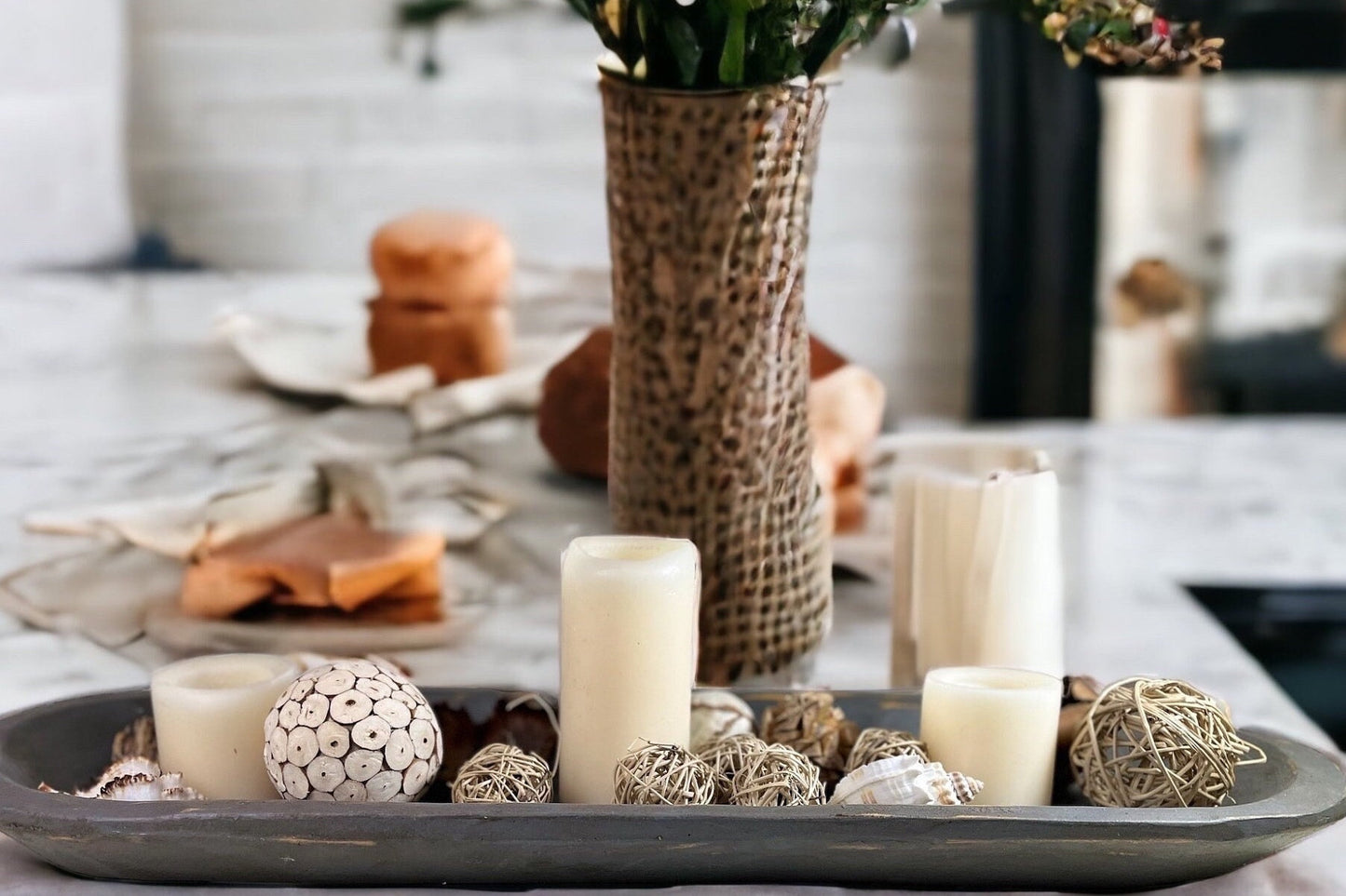 30" Large Antique Primitive Wooden Decorative Bowl