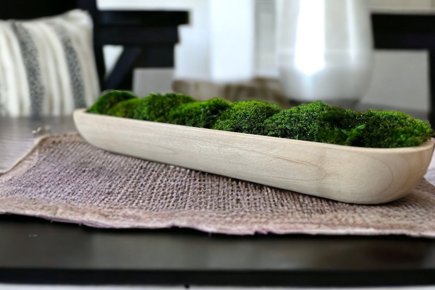 24” Preserved Moss Paulownia Wood Dough Bowl