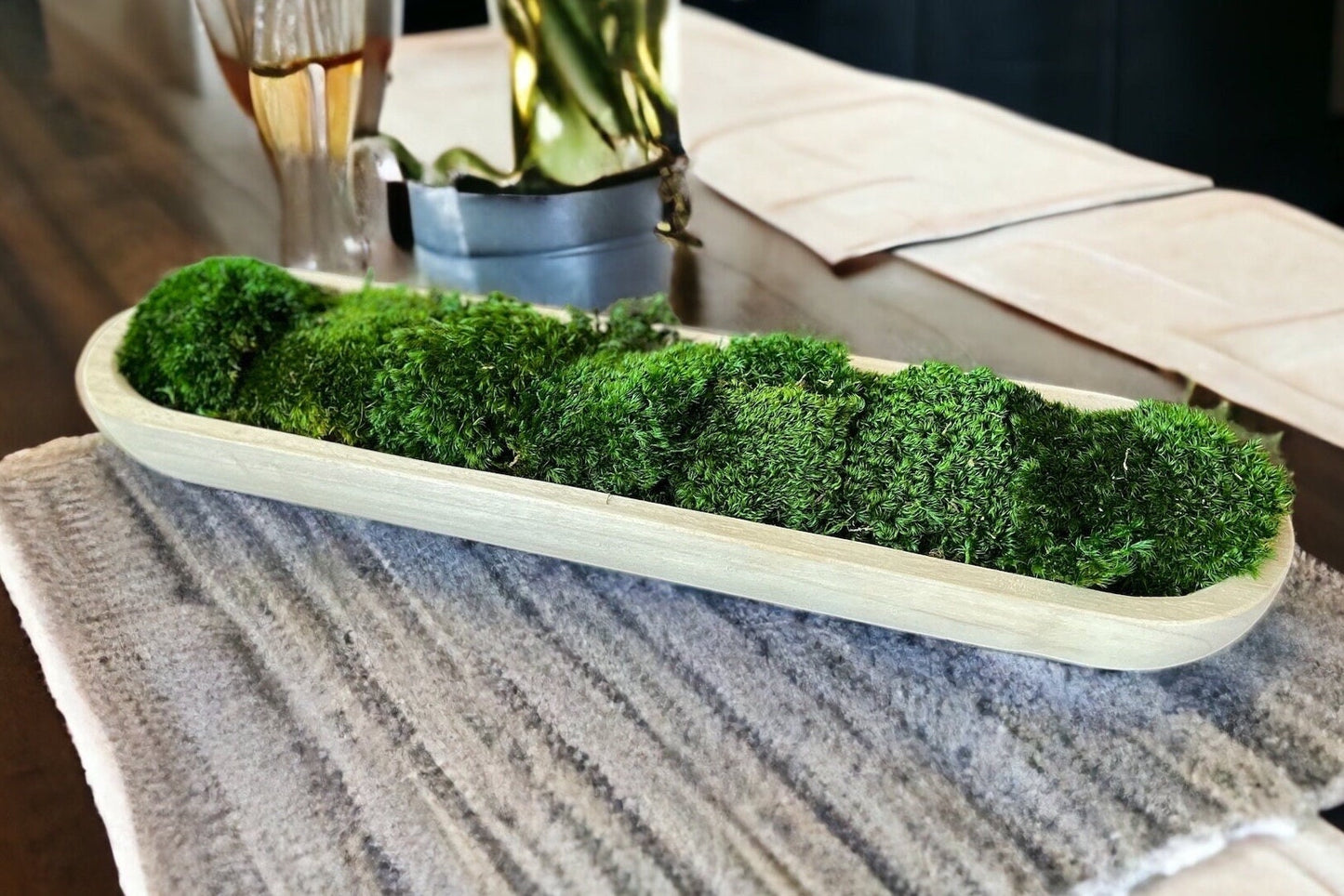 24” Preserved Moss Paulownia Wood Dough Bowl