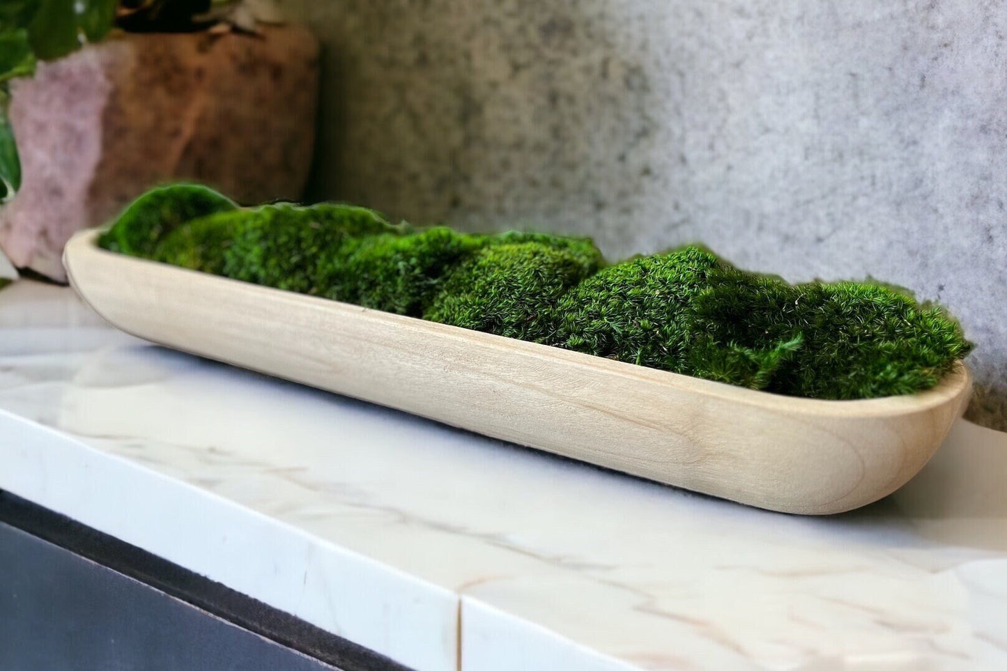 40" Preserved Moss Paulownia Wood Dough Bowl