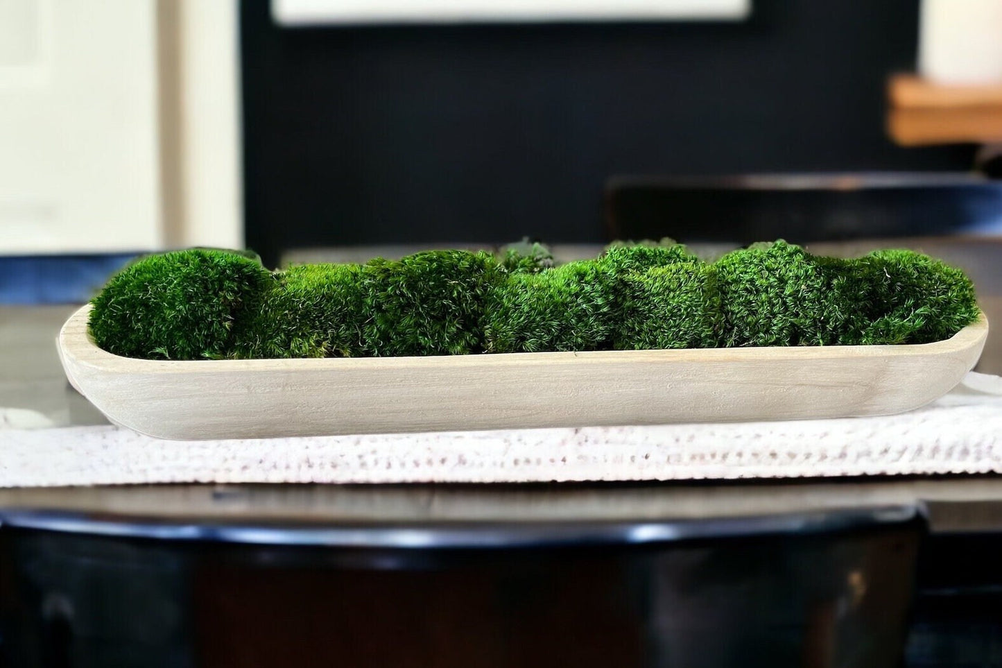 40" Preserved Moss Paulownia Wood Dough Bowl