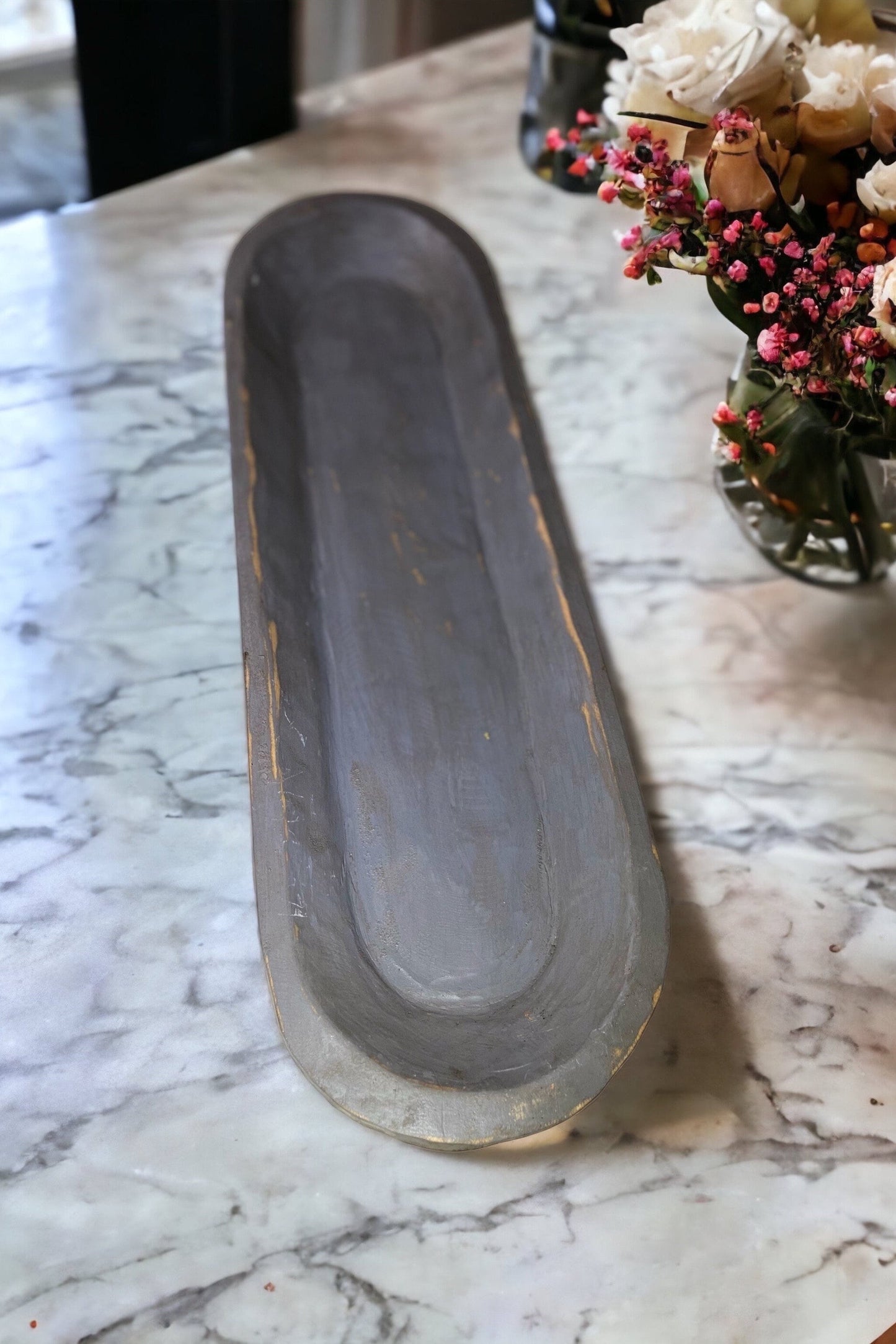 30" Large Antique Primitive Wooden Decorative Bowl