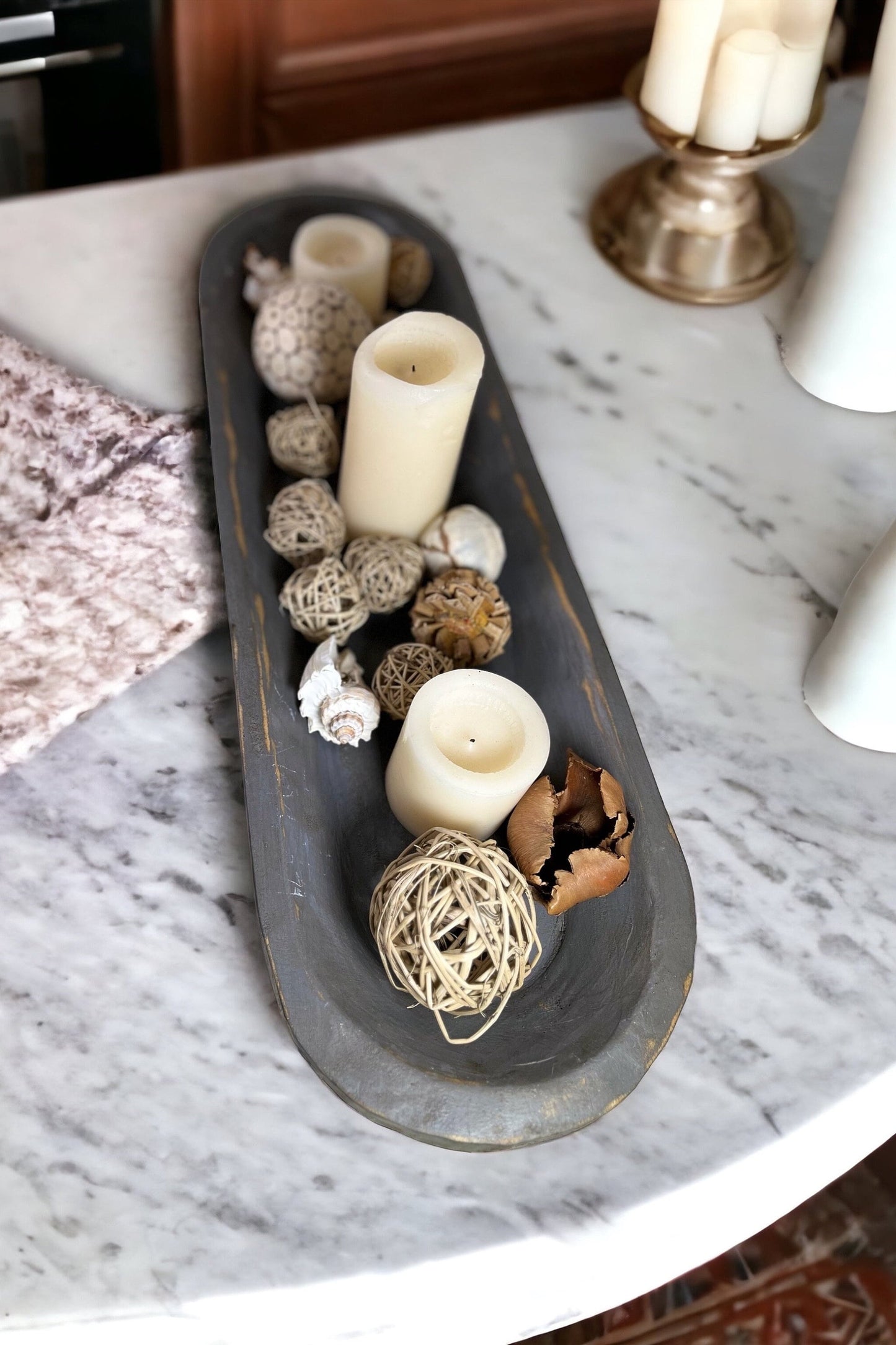 30" Large Antique Primitive Wooden Decorative Bowl