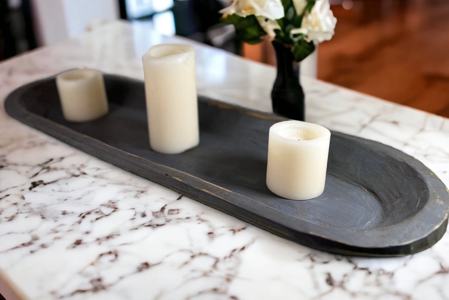 30" Large Antique Primitive Wooden Decorative Bowl