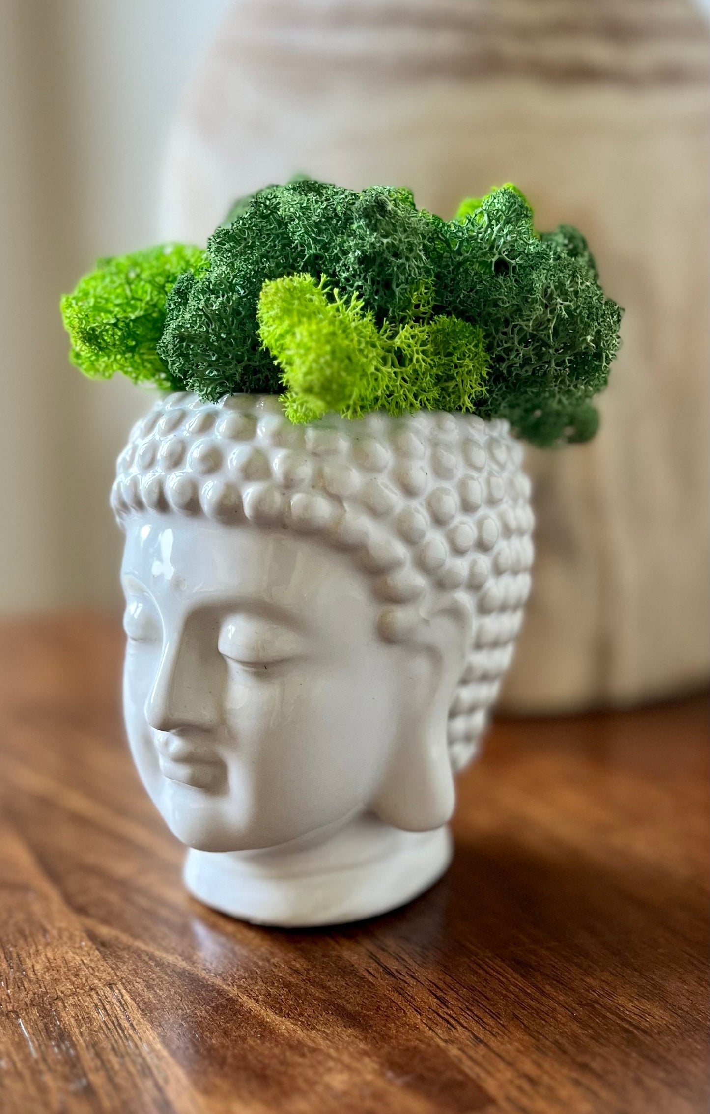 Buddha Head Planter w/ Moss