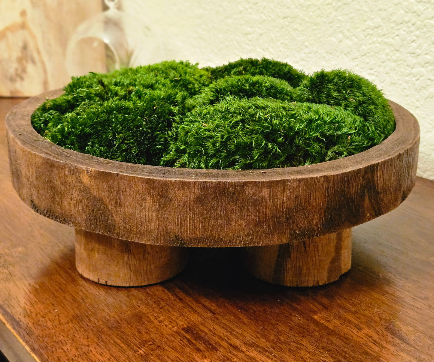 12" runde schwarze Moosschale mit Sockel