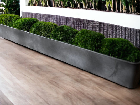 Galvanized Long Trough Moss Centerpiece
