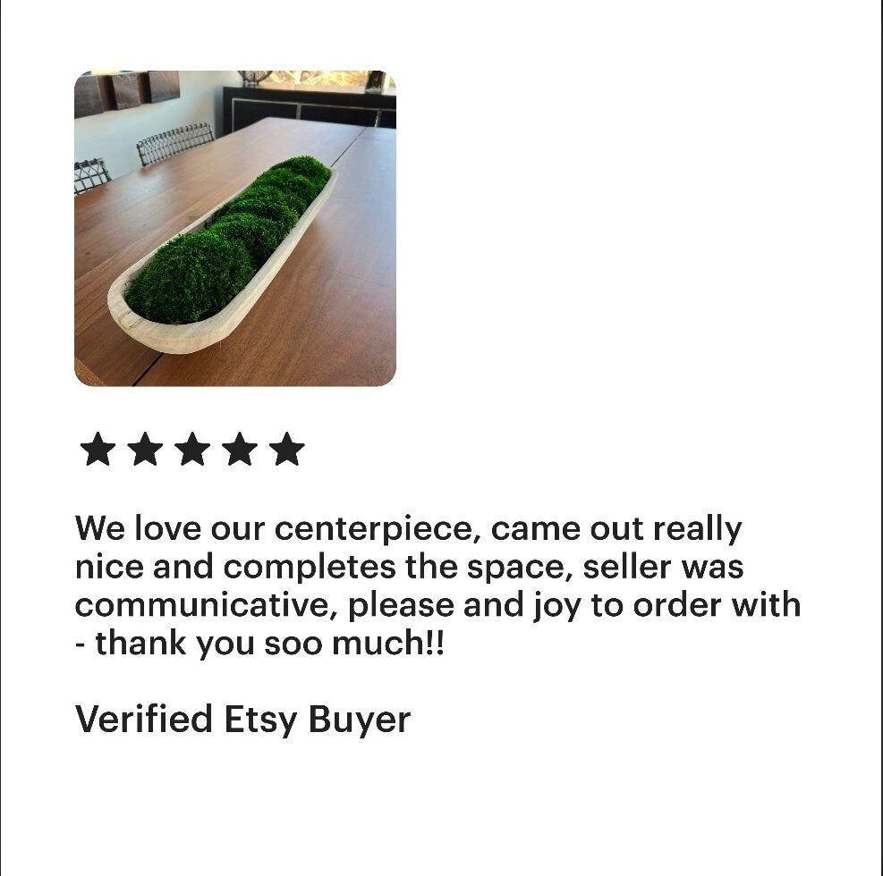 40" Preserved Moss Paulownia Wood Dough Bowl