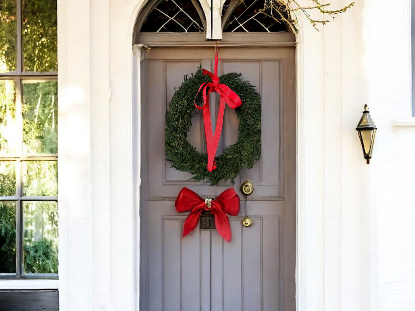 14-inch Preserved Cedar Wreath Christmas Door Wreath