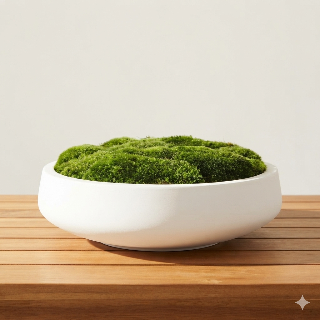 Preserved Moss Bowl – Maintenance Free Concrete Centerpiece Lasts 8+ Years