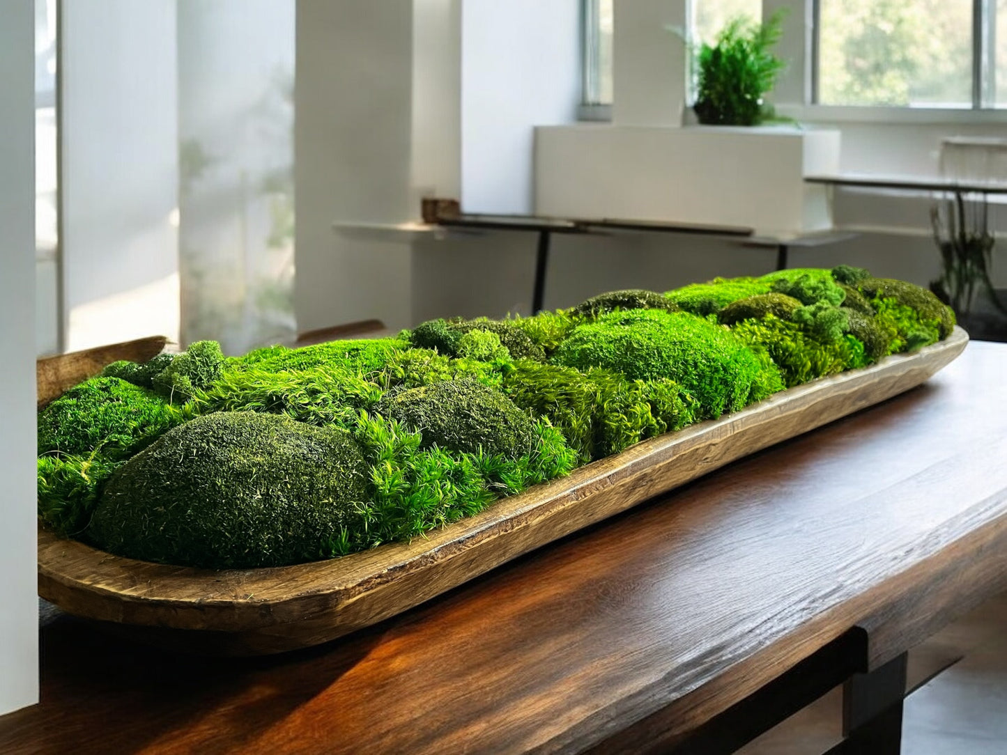 40” Preserved Moss Centerpiece Large Dough Bowl