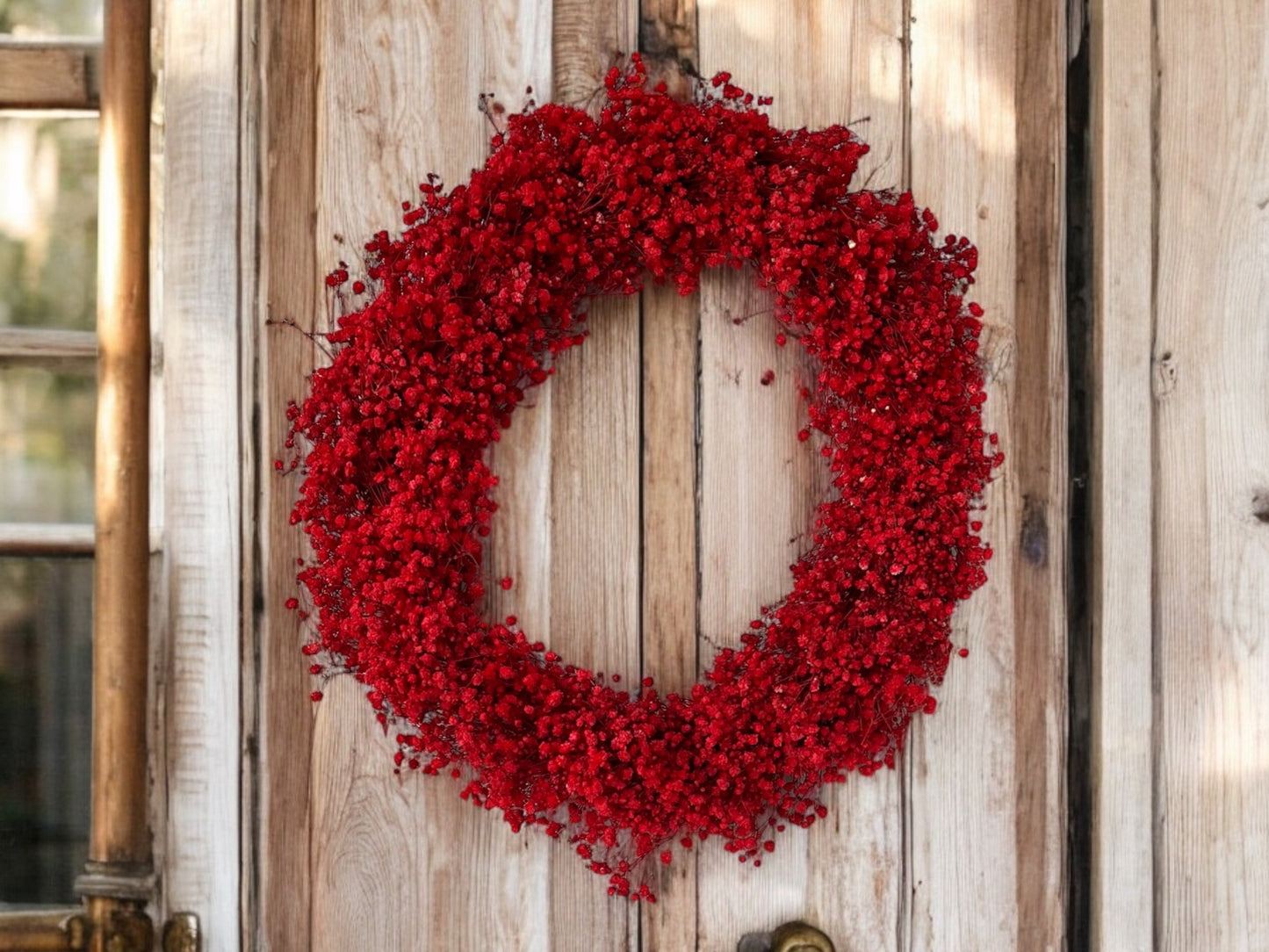 14-inch Preserved Baby's Breath Wreath Red - Christmas Wreath